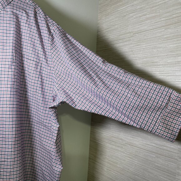 Men's 22 35/6 Tall KS Signature Red & Blue Plaid Long Sleeve Button Down Shirt - Picture 10 of 12